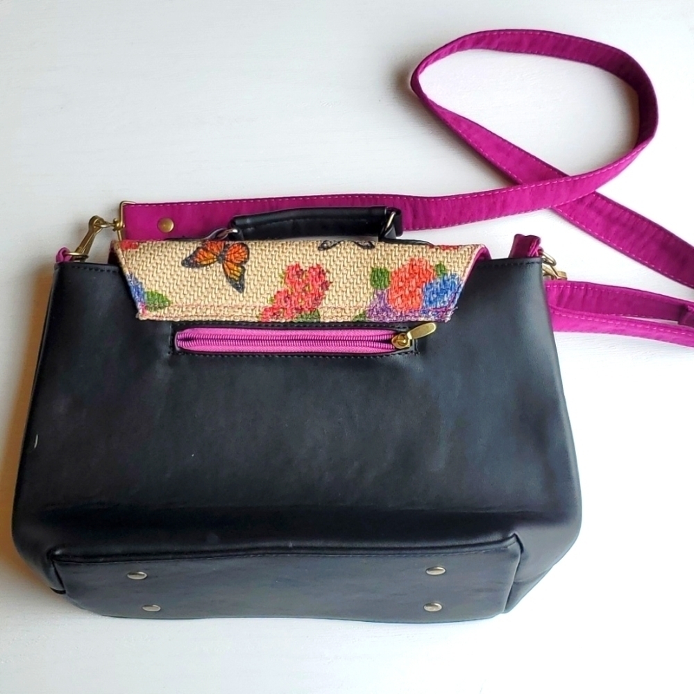 Belleza Negra Butterfly Floral Straw Faux Leather Purse - Picture 4 of 8